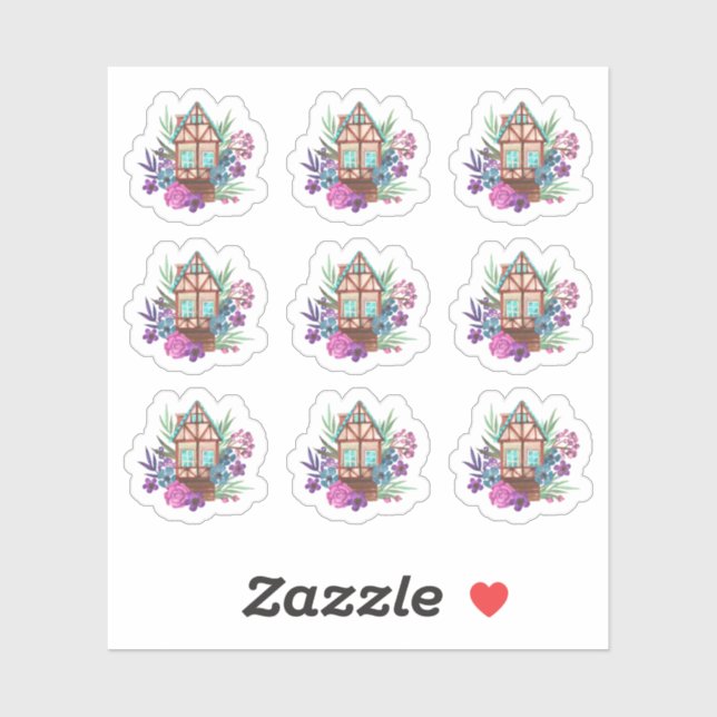 Rustikale Hütte Chic Floral Kabine Wasserfarbensch Aufkleber (Blatt)