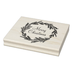 Rustikale Hütte Frohe Weihnachts-Winter-Kranz-Gesc Gummistempel
