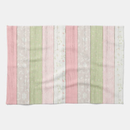 Rustikale Hütte Grün und Rosa Blumenholz Chic Geschirrtuch