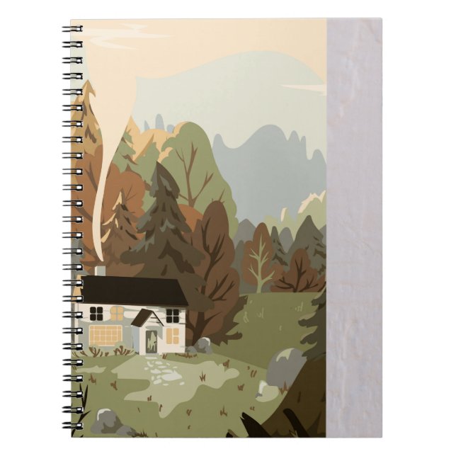 Rustikale Hütte Herbst Landschaft Art Notizblock (Vorderseite)