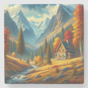 Rustikale Hütte, Herbst Steinuntersetzer