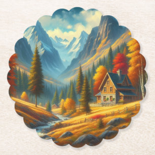 Rustikale Hütte, Herbst Untersetzer