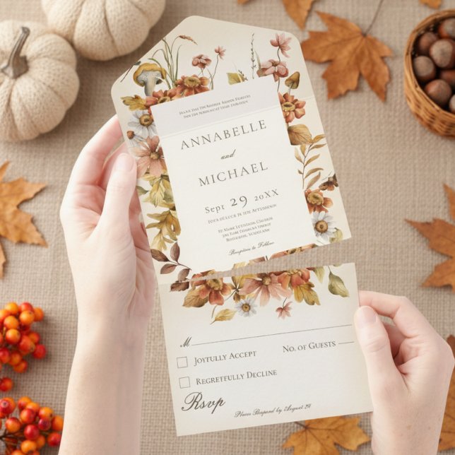 Rustikale Hütte Kernfall-Wildblumen All In One Einladung (Von Creator hochgeladen)