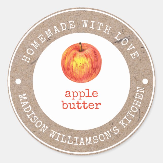 Rustikale Hütte mit Liebe | Apple-Butter-Etikett Runder Aufkleber (Vorderseite)