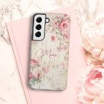 Rustikale Hütte Stil Rose auf altes Holz mit Namen Samsung Galaxy Hülle<br><div class="desc">Charmante rustikale Hütte pastellrosa Rosen und leichte Blätter auf alten,  verwitterten Holzstruktur mit bearbeitbarem Textfeld für Ihren individuelle Name oder Monogramm.</div>