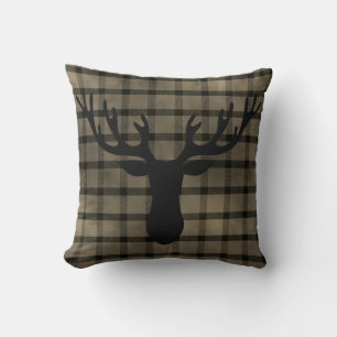 Rustikale Hütten-Karodeer-Silhouette Kissen