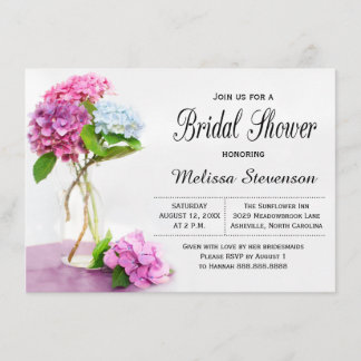 Rustikale Hydrangea-Blumen-Brautparty-Hochzeit Einladung