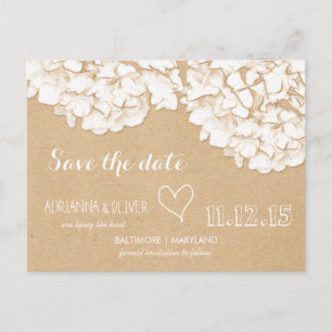 Rustikale Hydrangeas mit Blumen Save the Date Ankündigungspostkarte