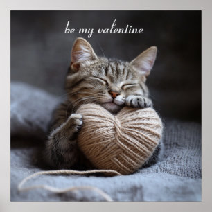 Rustikale Hygge Valentinstag Streifenkatze Kuschel Poster