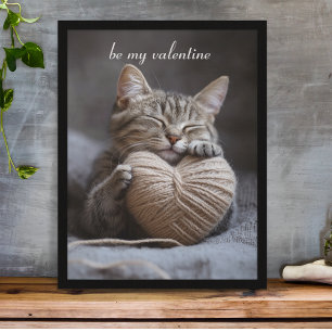 Rustikale Hygge Valentinstag Tabbykatze Kuschelnde Poster