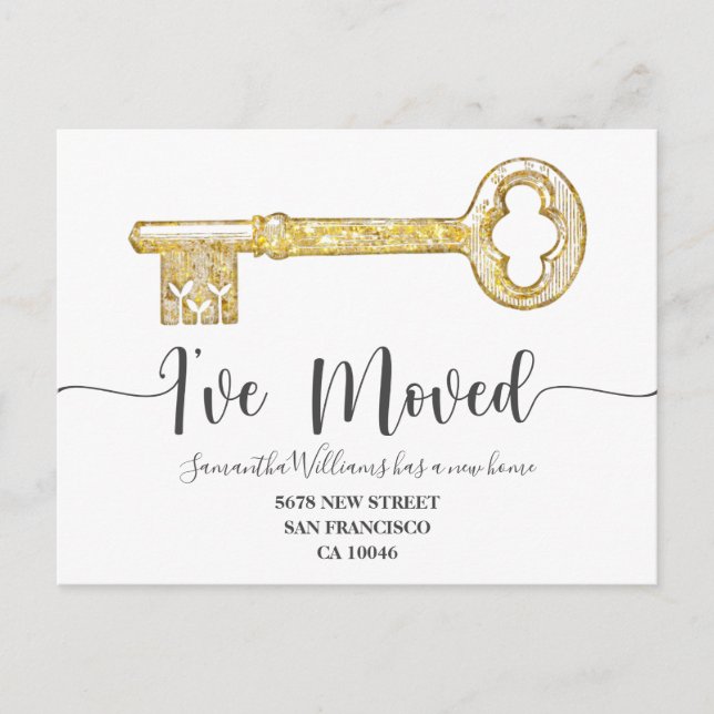 Rustikale Ich habe bewegte Key Foto Moving Ankündi Ankündigungspostkarte (Vorderseite)