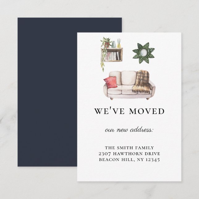 Rustikale Illustrierte Zuhause Wir haben die Ankün Einladung (Vorne/Hinten)