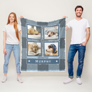 Rustikale Imitat Blauer Denim Buffalo Kariert 4 Fo Fleecedecke