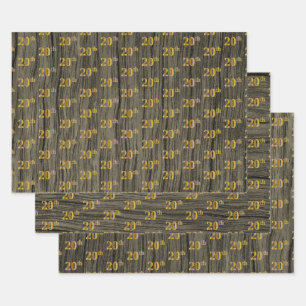 Rustikale Imitat Holzkörner, elegante Imitate Gold Geschenkpapier Set