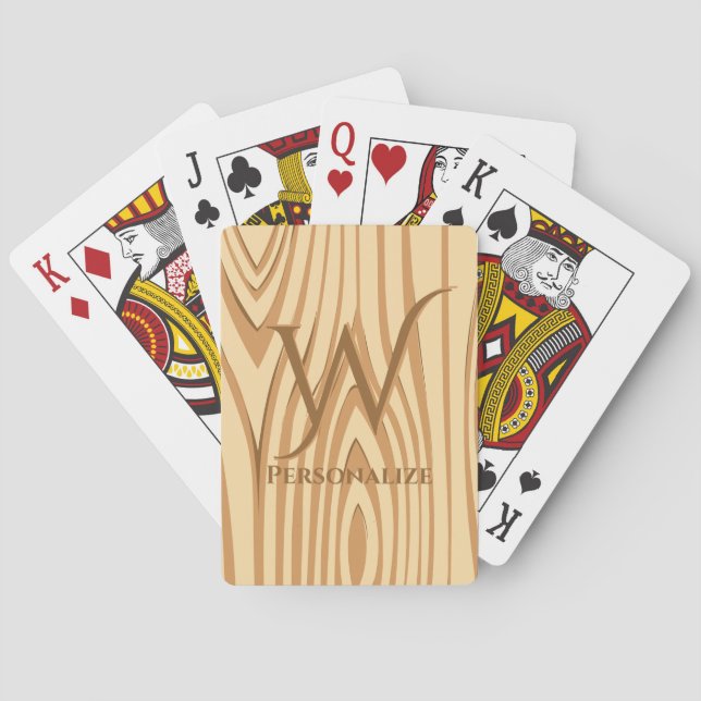 Rustikale Imitate aus Braunholz Personalisiert Spielkarten (Rückseite)