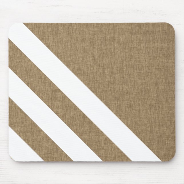 Rustikale Imitate Burlap White Strips Mousepad (Vorne)