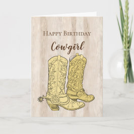 Rustikale Imitate Cream White Wood Cowboy Boots Ge Karte