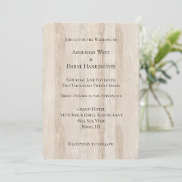 Rustikale Imitate Cream White Wood Wedding Einladung