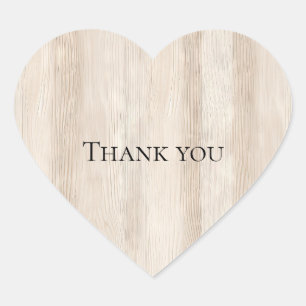 Rustikale Imitate Cream White Wood Wedding Herz-Aufkleber