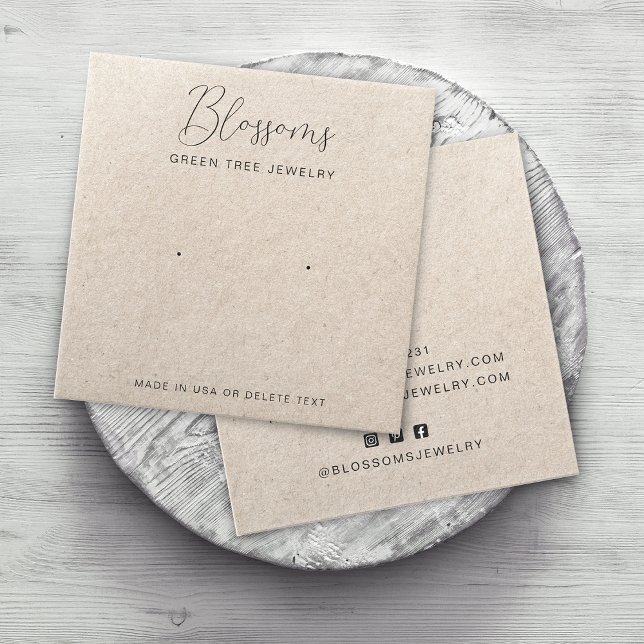 Rustikale Imitate, die eine Papiersteckkarte für d (Personalized Rustic Faux Kraft Paper Stud Earring Display Card)