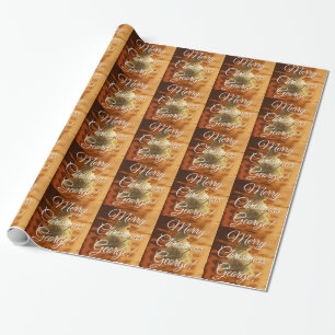 Rustikale Imitate Gold Brown Weihnachtsbaummuster Geschenkpapier