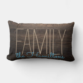 Rustikale IMITATE HOLZ Chic Family Monogram BLUE Lendenkissen