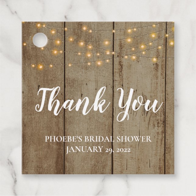 Rustikale Imitate Holz Land Brautparty Geschenkanhänger (Vorderseite)