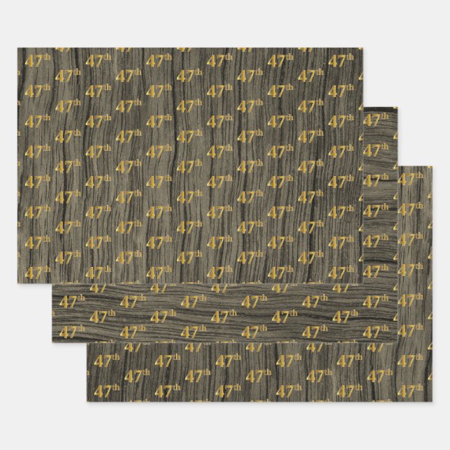 Rustikale Imitate Holzkörner, elegante Imitate Gol Geschenkpapier Set (Set)