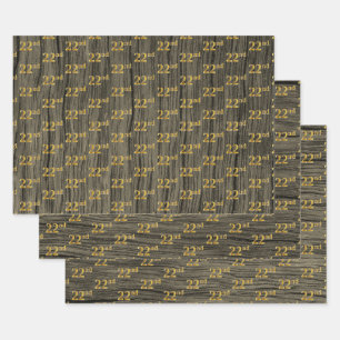 Rustikale Imitate Holzkörner, elegante Imitate Gol Geschenkpapier Set