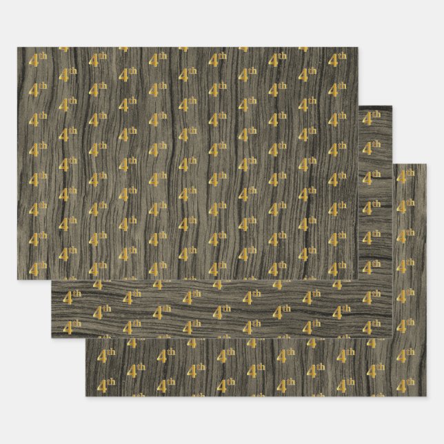 Rustikale Imitate Holzkörner, elegante Imitate Gol Geschenkpapier Set (Set)