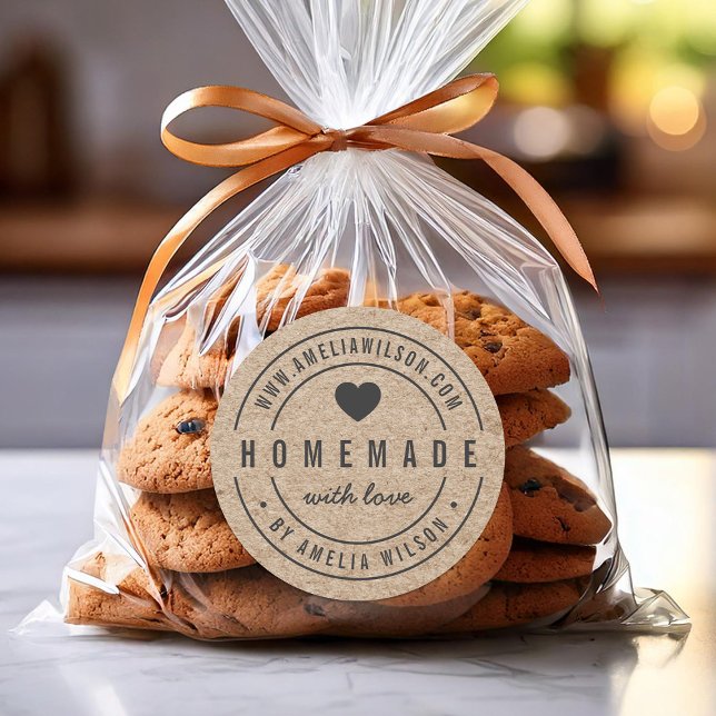 Rustikale Imitate Kraft fett hausgemacht mit Liebe Runder Aufkleber (Von Creator hochgeladen)