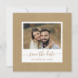 Rustikale Imitate Kraft Paper Gold Wedding Foto Sq Save The Date