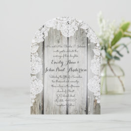 Rustikale Imitate Lace Barn Wood Wedding Einladung