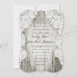 Rustikale Imitate Lace Barn Wood Wedding Einladung