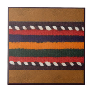 Rustikale Imitate Leather Ethnic Stripes Boho West Fliese