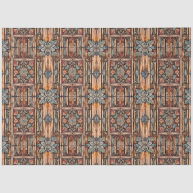 Rustikale Imitate mit Holzverkleidung Seidenpapier (Vorderseite)