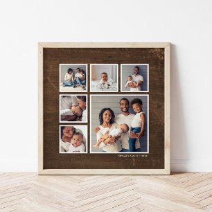 Rustikale Imitate Sperrholz 6 Platz FotoCollage Poster