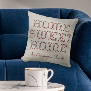 Rustikale Imitats Cross-Stitch Zuhause Sweet Zuhau Kissen