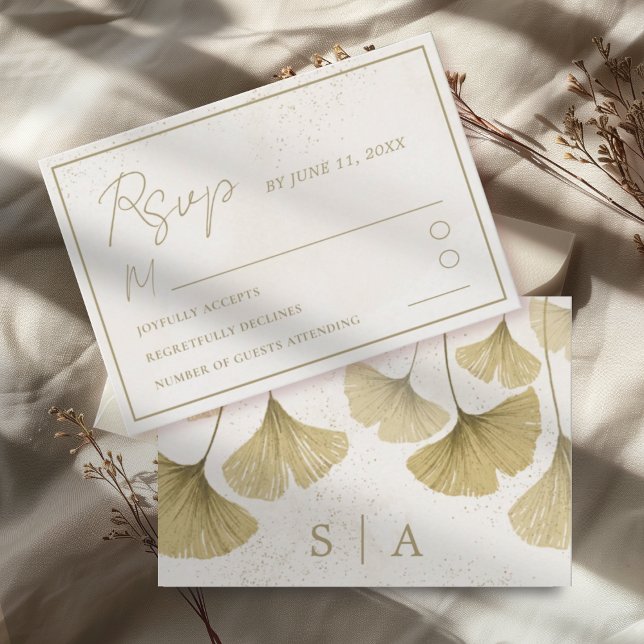 Rustikale Imitats Gold Tropical Foliage Hochzeit R RSVP Karte (Von Creator hochgeladen)