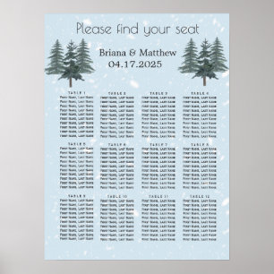 Rustikale Immergrüne Winter-Kiefern-Hochzeits-Sitz Poster