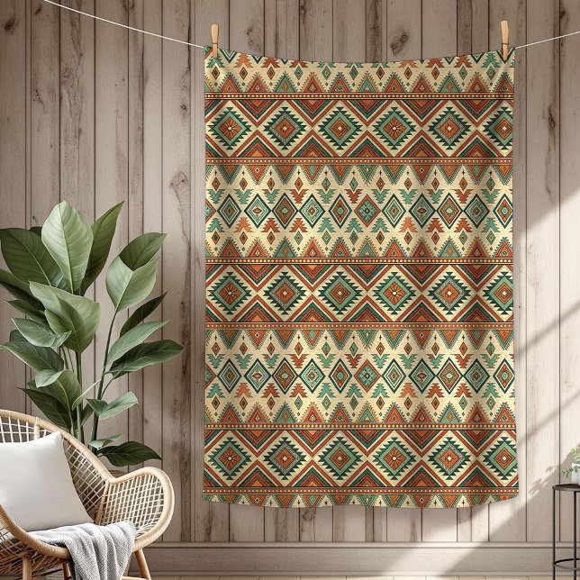 Rustikale indigene Industrie Kupfer blau Fleecedecke (Rustic Ethnic Indigenous Artistry copper blue Fleece Blanket)