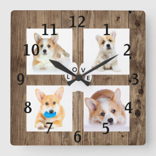 Rustikale individuelle Foto-Pet-College-Acronyl-Wa Quadratische Wanduhr