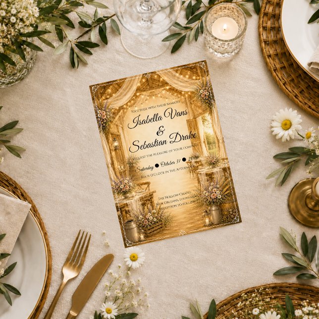 Rustikale Indoor-Scheunenhochzeit Einladung (Von Creator hochgeladen)
