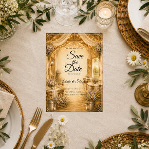 Rustikale Indoor-Scheunenhochzeit Save The Date
