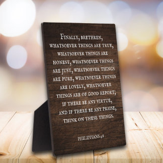 Rustikale Inspirationsbibel Verse Philippians 4:8 Fotoplatte