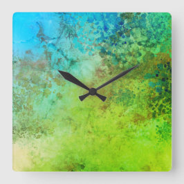 Rustikale Inspirierte Kunstrasenmauer Quadratische Wanduhr