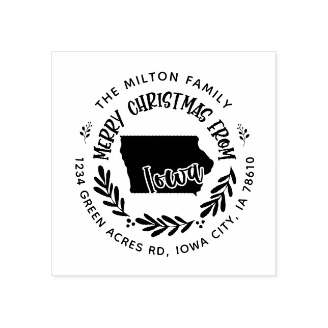 rustikale iowa fröhliche Weihnachten Rücksendeadre Gummistempel (Prägung)