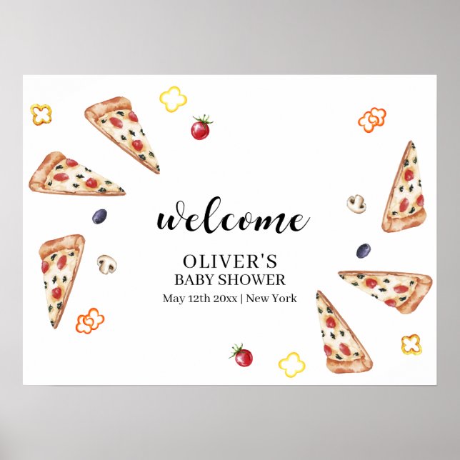 Rustikale italienische Slice Pizza Baby Dusche Emp Poster (Vorne)