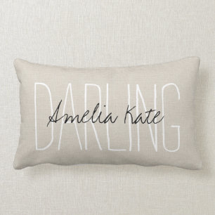 Rustikale Ivory Darling Monogram Lendenkissen