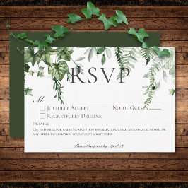 Rustikale Ivy & Sage Grüne Hochzeit Kein Abendesse RSVP Karte